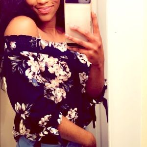 Off-the shoulder floral blouse